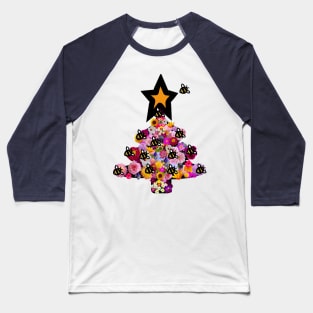 Floral Christmas Tree Bumblebee Baseball T-Shirt